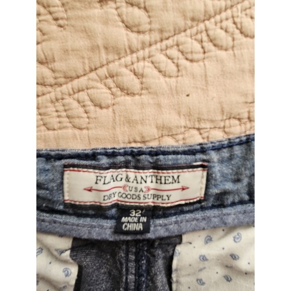 Flag & Anthem Men's Linen Blend Blue Chino Lightweight Shorts, Size 32 - Picture 2 of 5